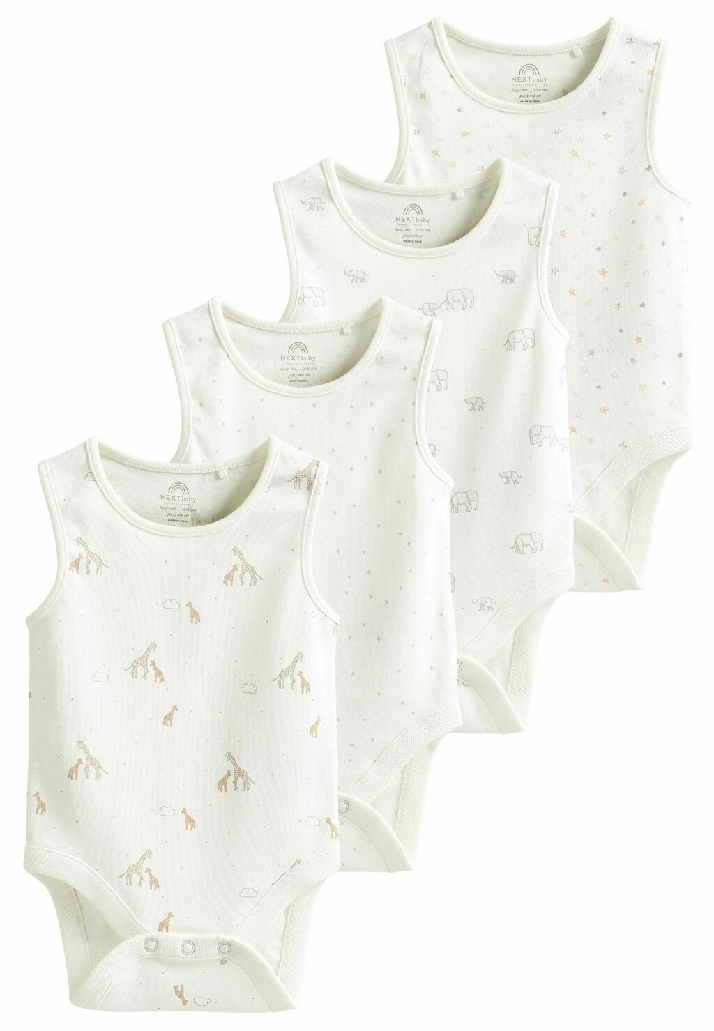 

Боди 4 Пакета Next, цвет white delicate animal print