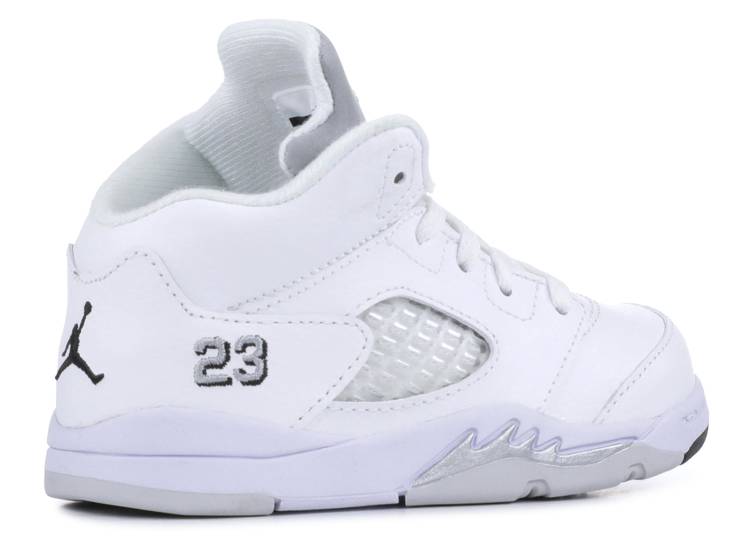 Nike air jordan 5 retro white metallic clearance silver