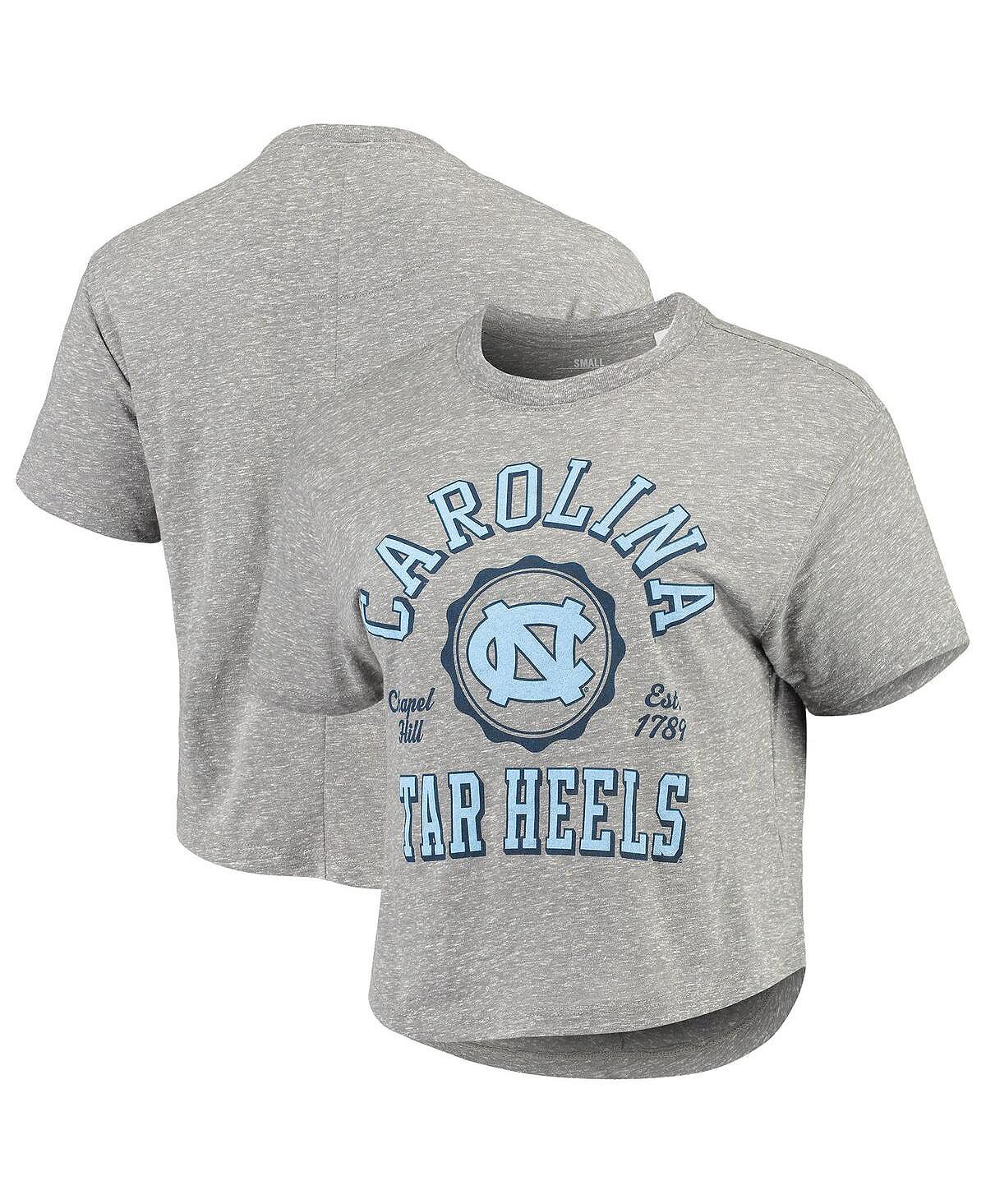 

Женская серая укороченная футболка North Carolina Tar Heels Bishop Tri-Blend Knobi Pressbox, серый