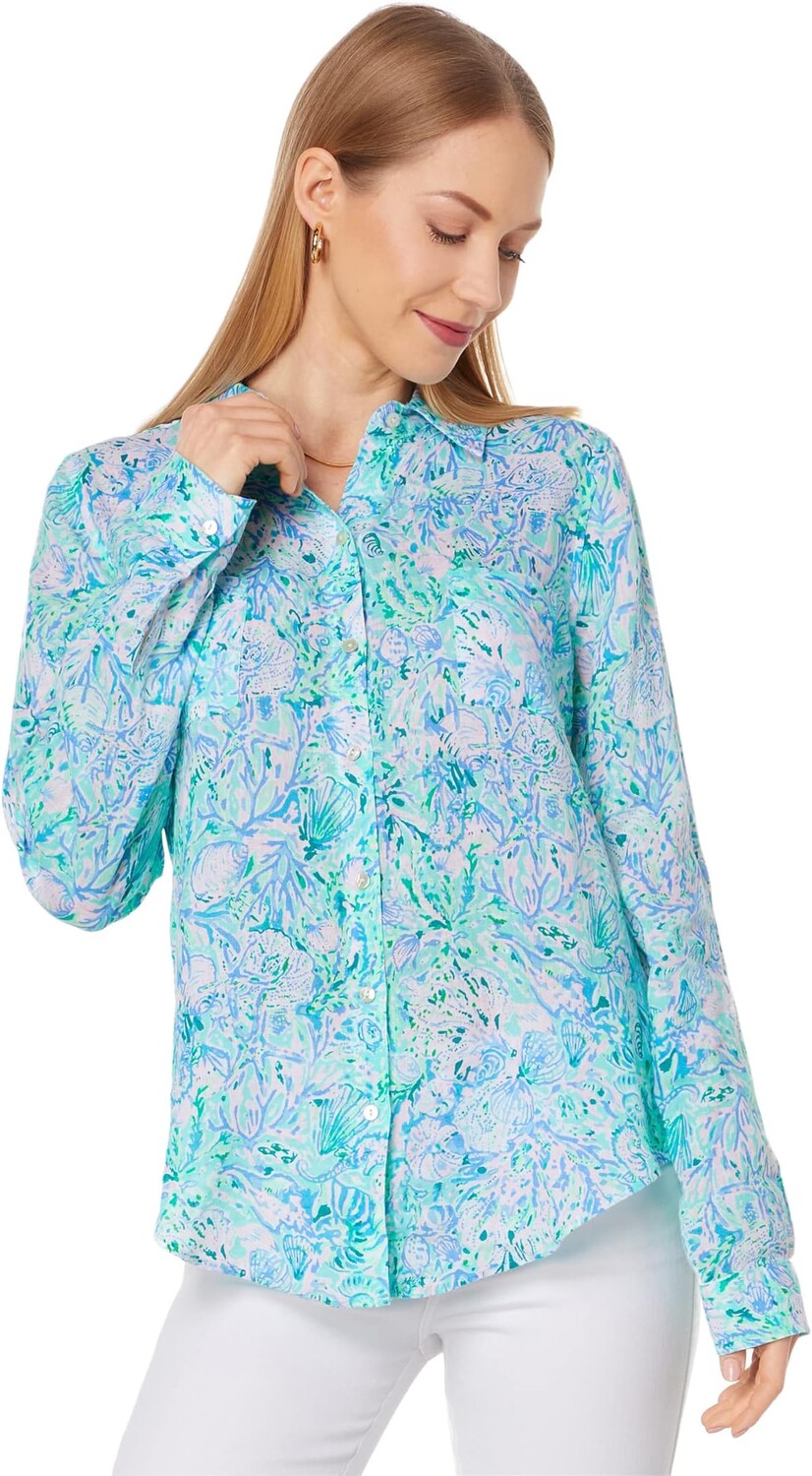 

Рубашка Sea View Button-Down Lilly Pulitzer, цвет Surf Blue Soleil It On Me