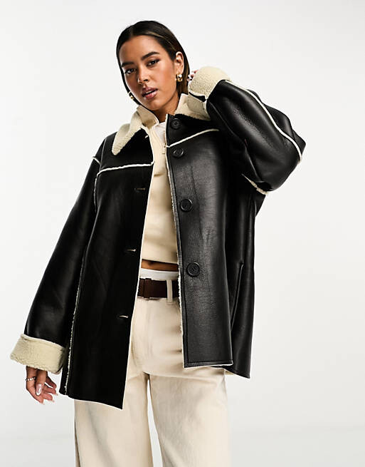 

Черно-каменная куртка борг ASOS DESIGN