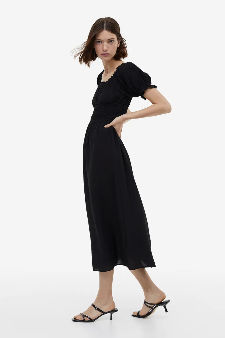 Платье с открытыми плечами H&M, черный