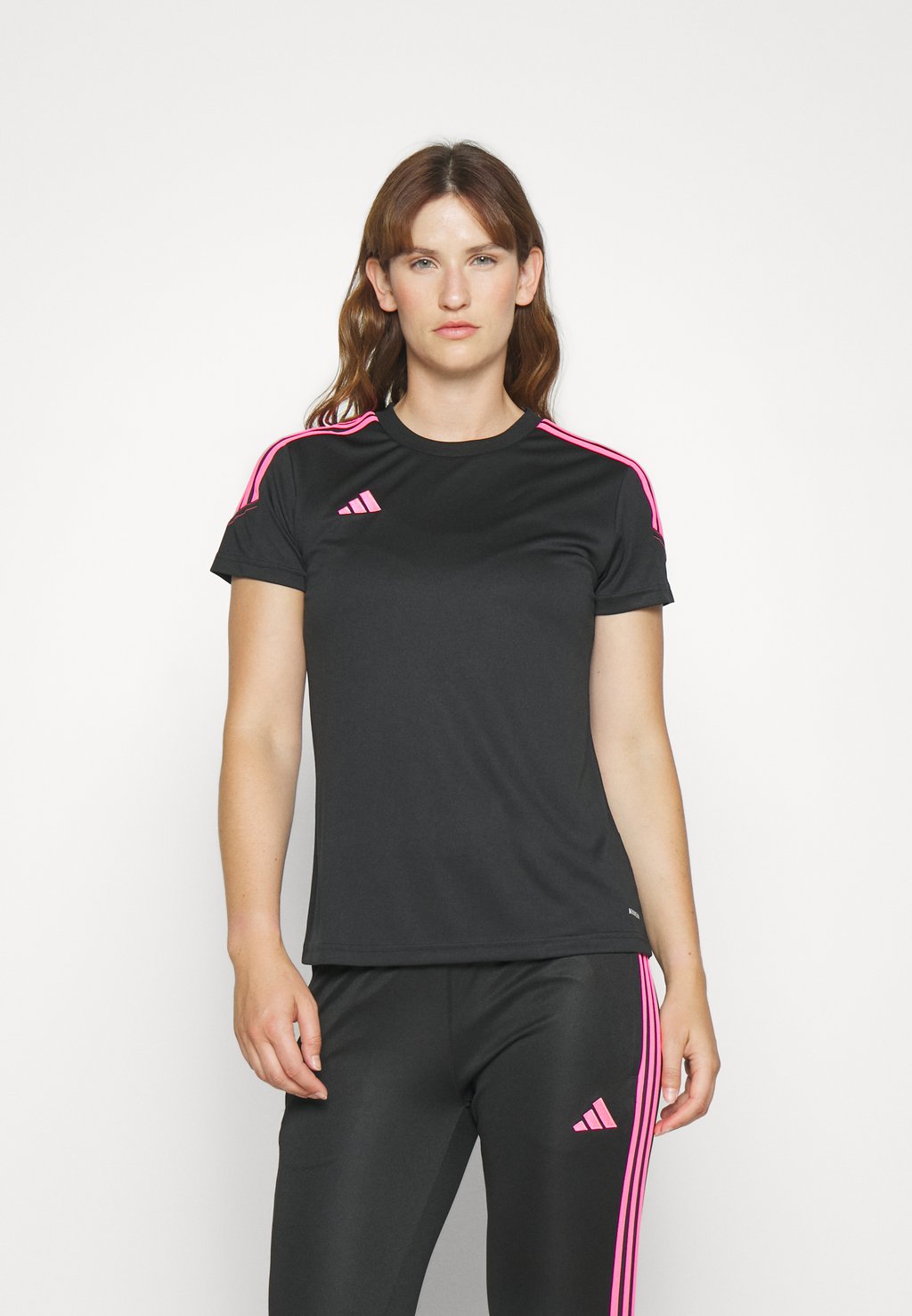 Спортивная футболка Adidas, черный/ярко-розовый