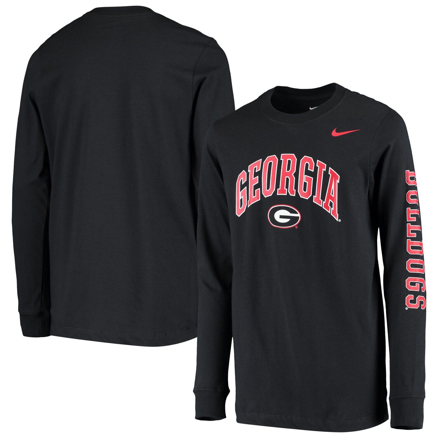 

Молодежная футболка с длинными рукавами Nike Georgia Bulldogs Arch & Logo 2-Hit Nike