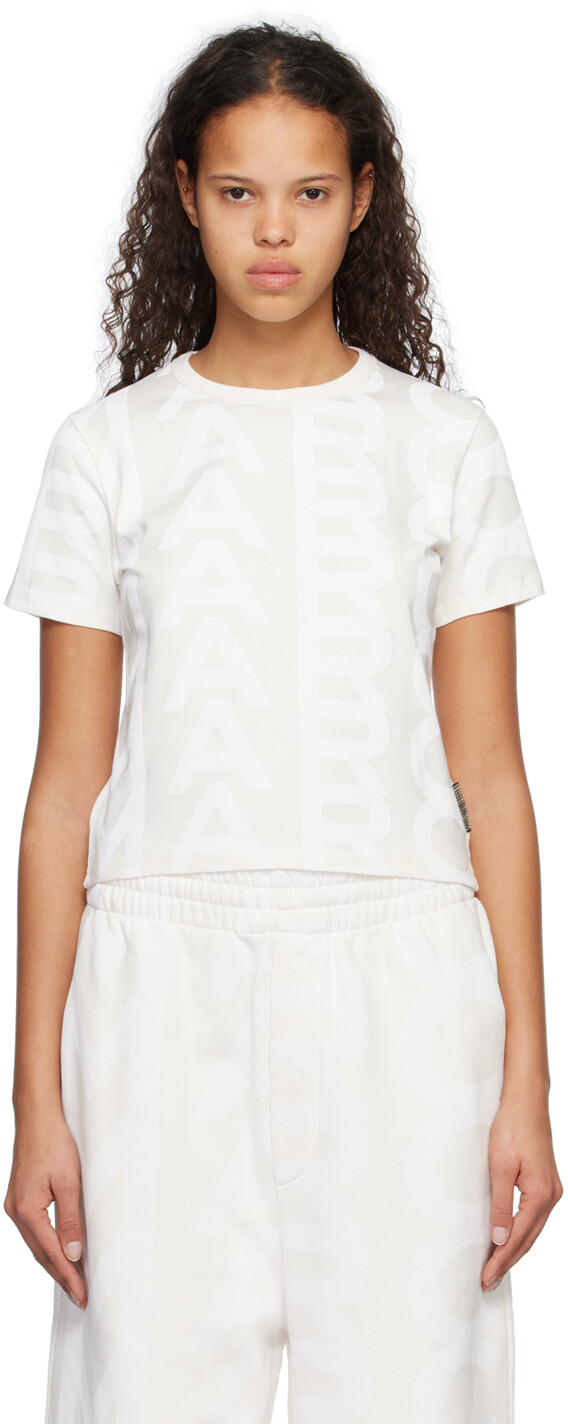 

Белый и кремово-белый Футболка The Monogram Eggshell/Optic Marc Jacobs