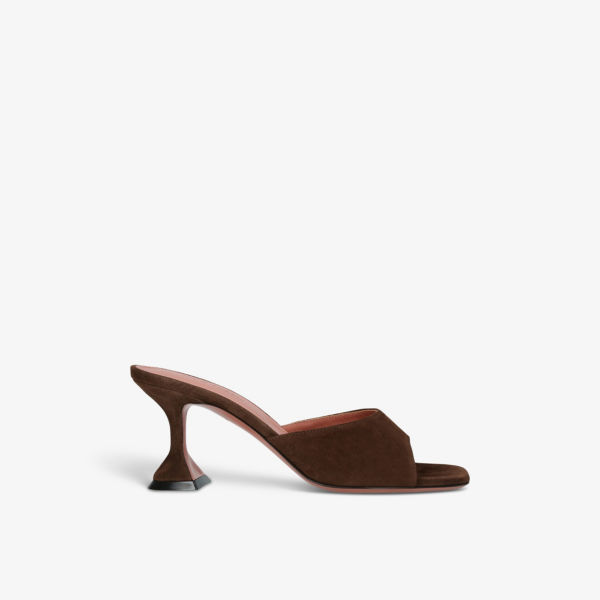 Замшевые мюли Lupita на каблуке Amina Muaddi, коричневый