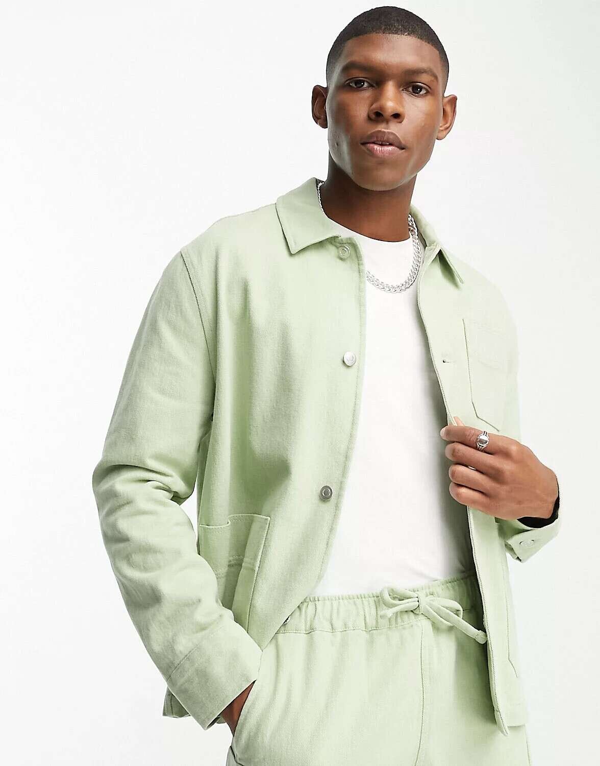 

Стираная шалфейная рабочая куртка ASOS
