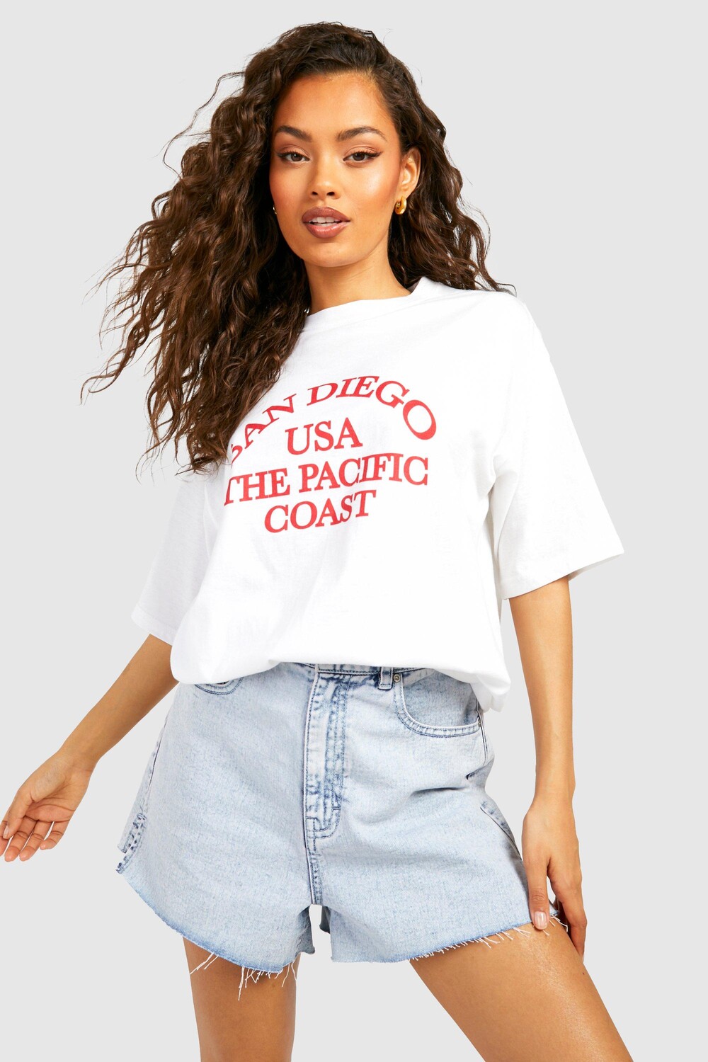 

Футболка оверсайз с принтом Сан-Диего boohoo, белый