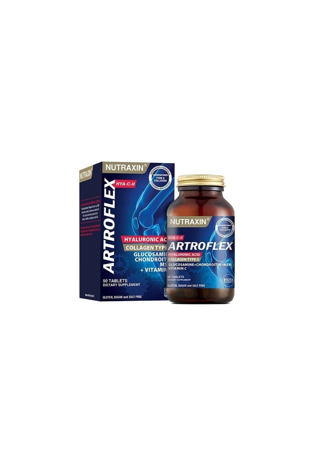 

Nutraxin Пищевая добавка Artroflex Hya-c-II, содержащая витамин С и минералы, 90 таблеток
