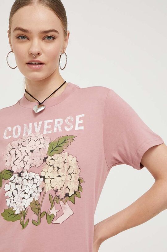 

Хлопковая футболка Converse, розовый