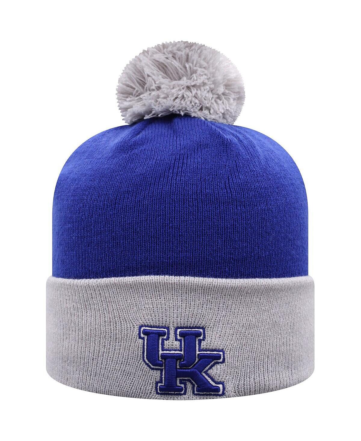

Мужская двухцветная вязаная шапка с манжетами и помпоном Kentucky Wildcats Core королевского и серого цвета Top of the World