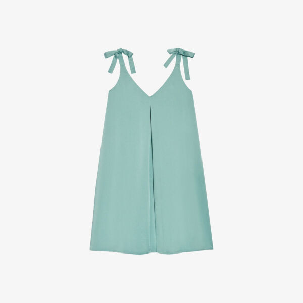 

Атласное платье мини со складками и завязками Claudie Pierlot, цвет verts