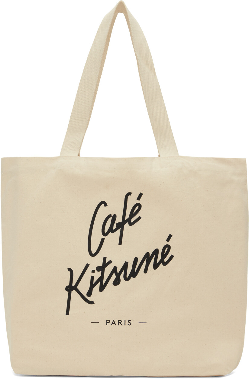 

Beige Cafe Kitsune Tote Maison Kitsune