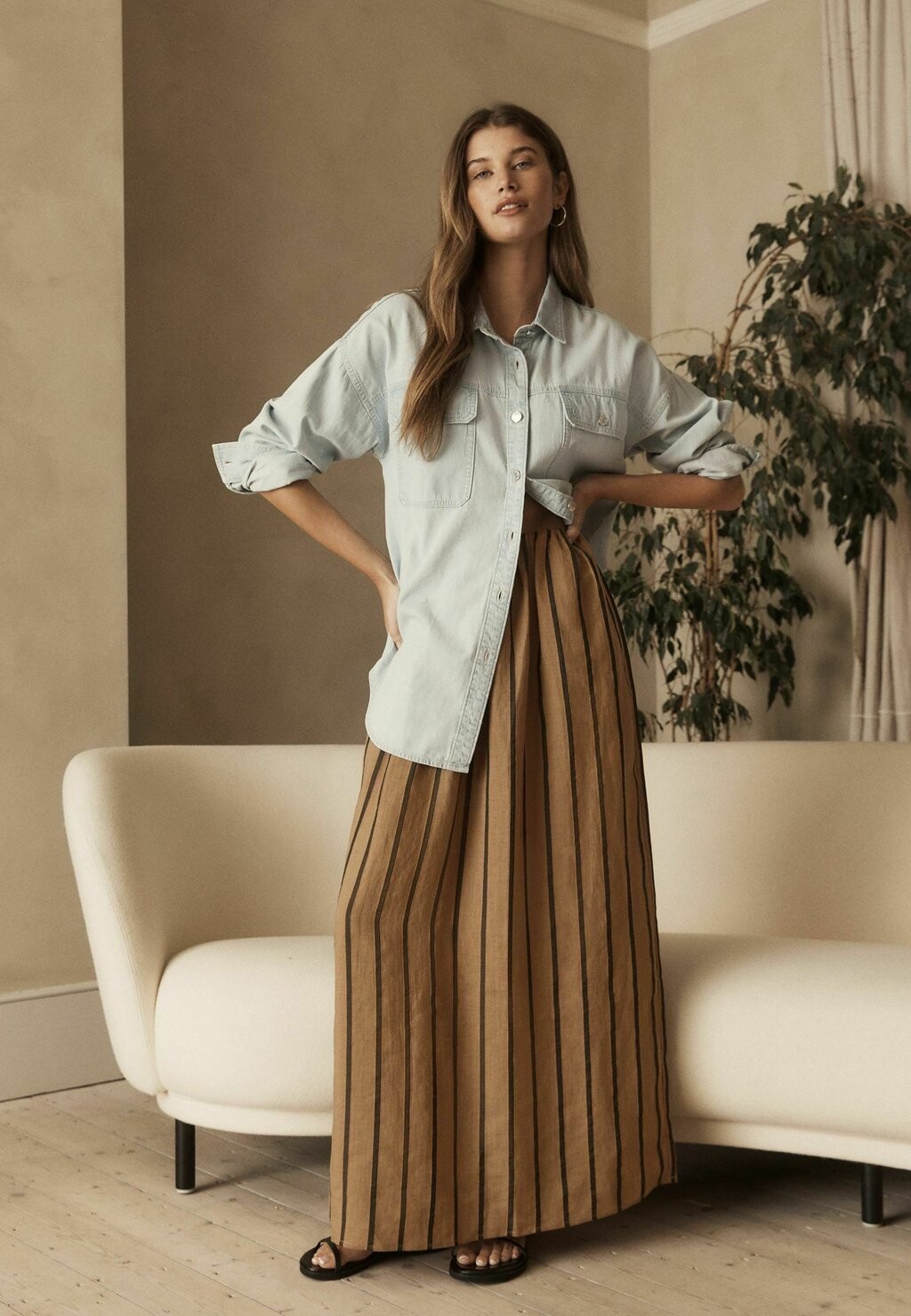 

Юбка макси PREMIUM RAMIE REGULAR FIT Next, коричневый