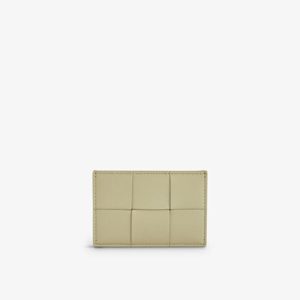 

Визитница из кожи с мягкой подкладкой в технике интреччато Bottega Veneta, желтый