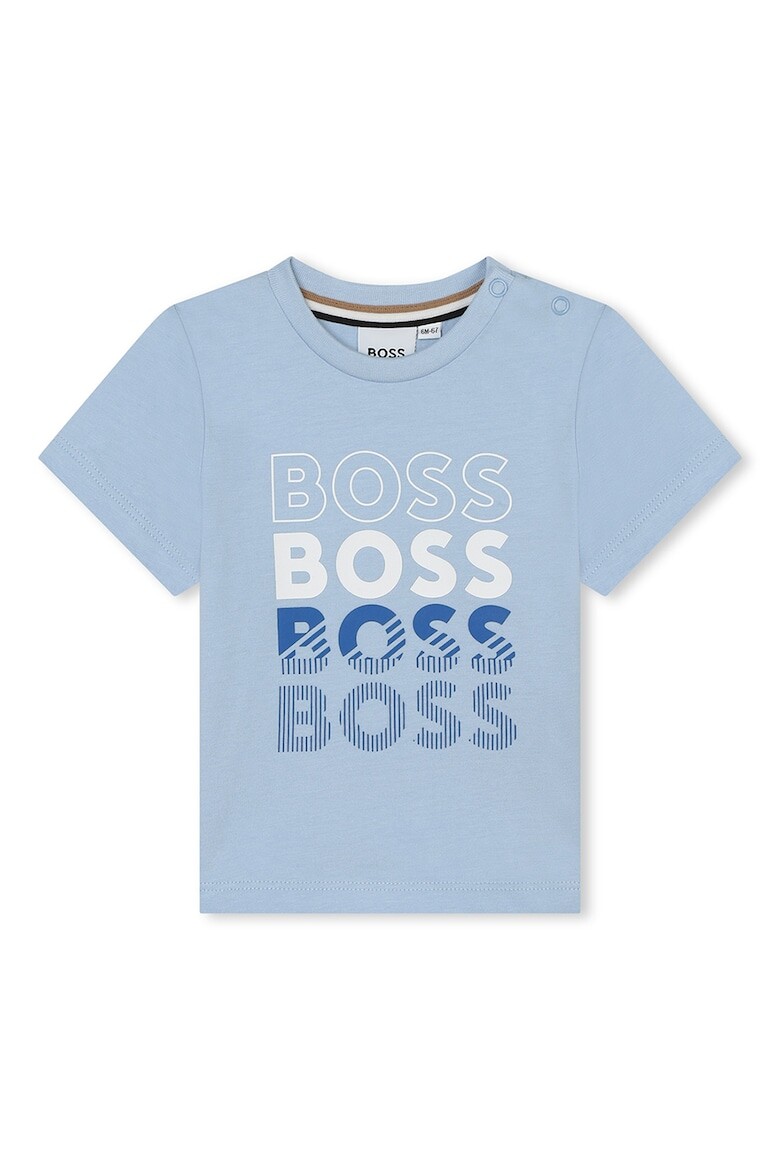 

Футболка с овальным вырезом и логотипом Boss Kidswear, синий