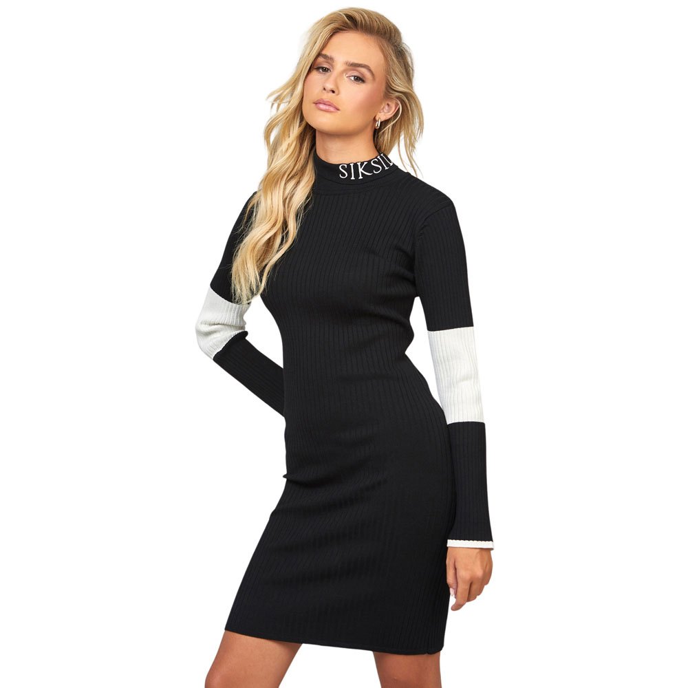 Платье Siksilk Knitted Bodycon Long Sleeve, черный платье edited long sleeve knitted midi кремовый