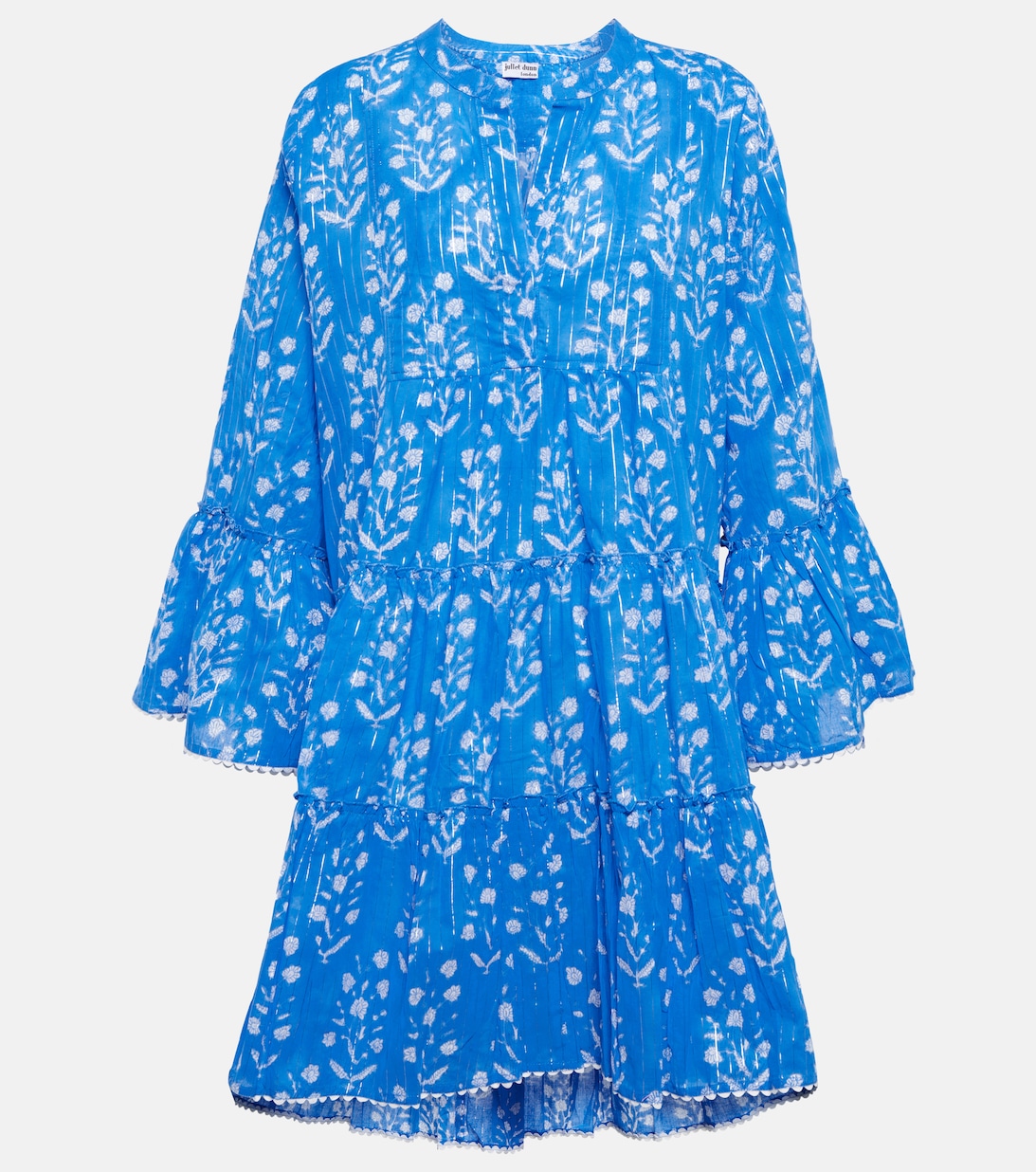 цена Хлопковое мини-платье с цветочным принтом JULIET DUNN, синий