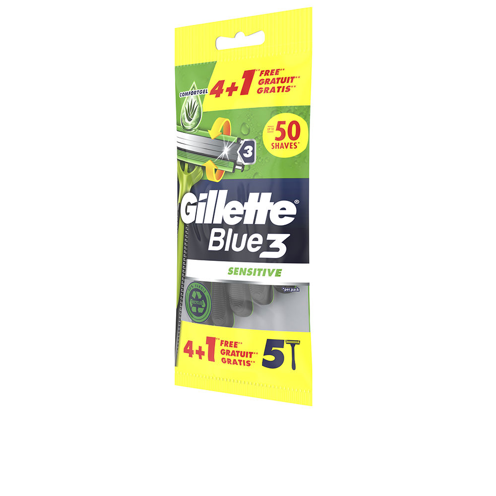 цена Лезвия бритвы Blue 3 sensitive cuchilla afeitar desechables Gillette, 5 шт