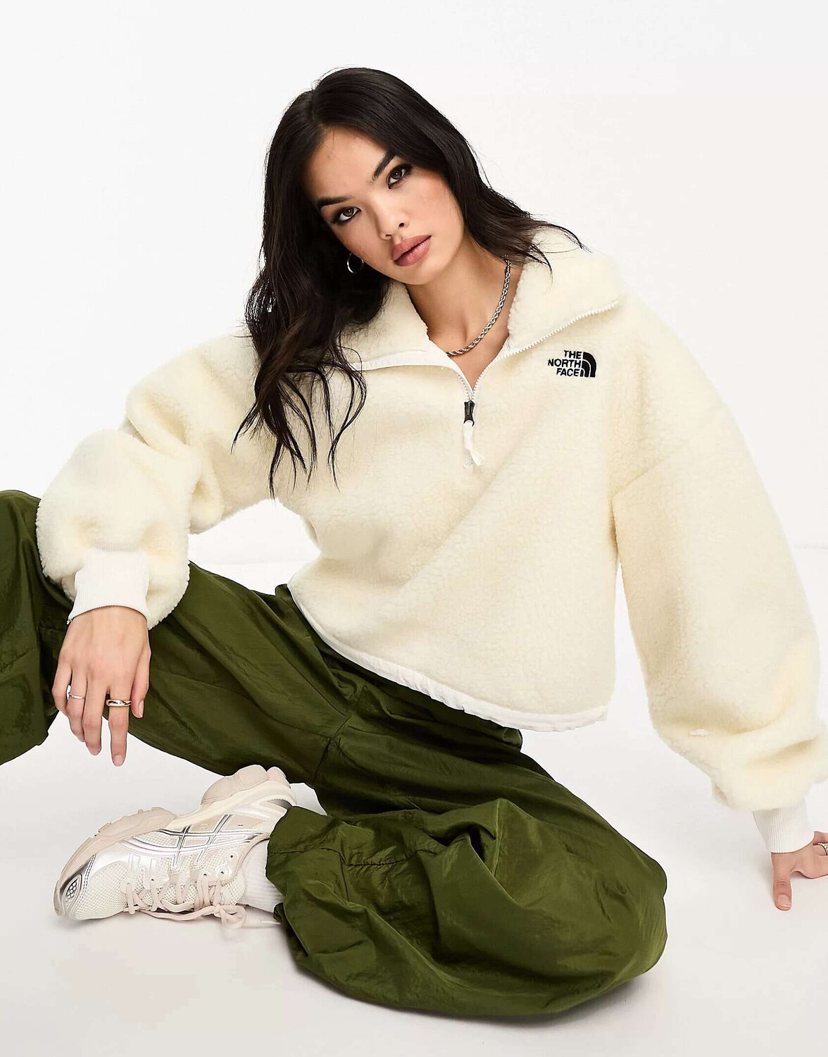 

The North Face Platte кремовый флисовый флис с высоким ворсом и молнией 1/4, Бежевый