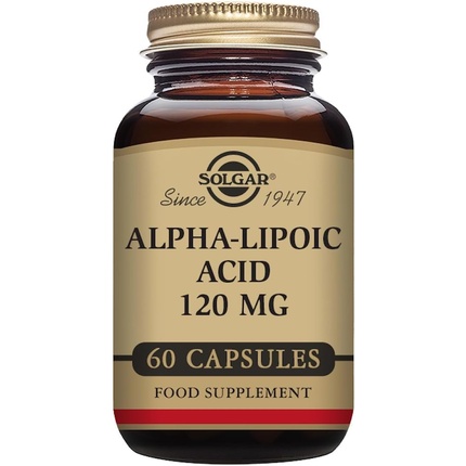 Альфа-липоевая кислота 120 мг растительные капсулы - пищевая добавка с жирными кислотами, Solgar