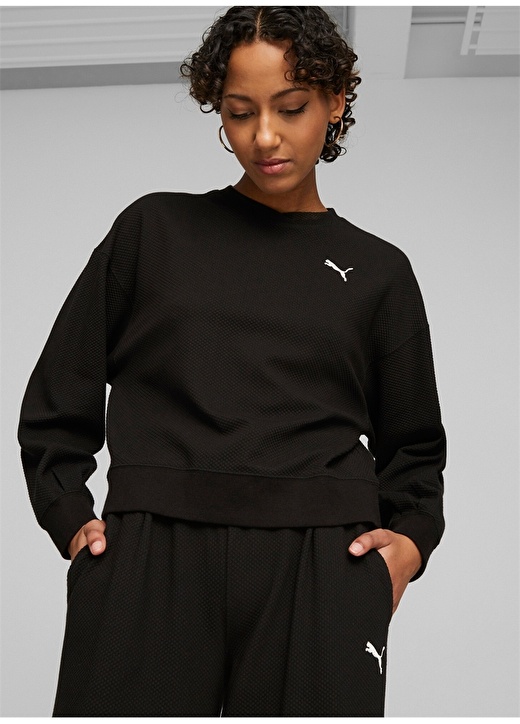 Черный женский свитшот с круглым вырезом Puma фото