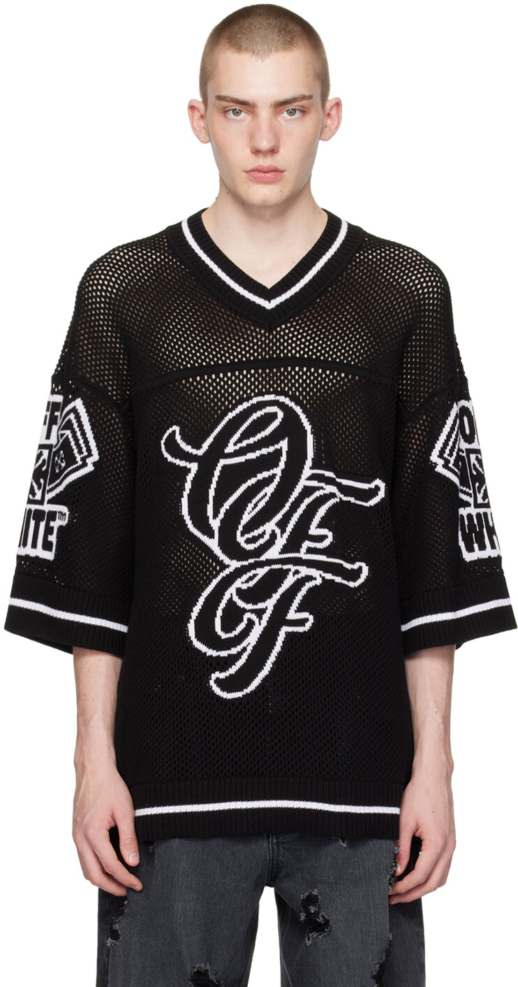 

Черно-белая футболка из университетской сетки Off-White