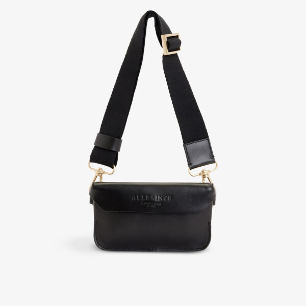 

Сумка через плечо zoe из фактурной кожи с заклепками Allsaints, черный