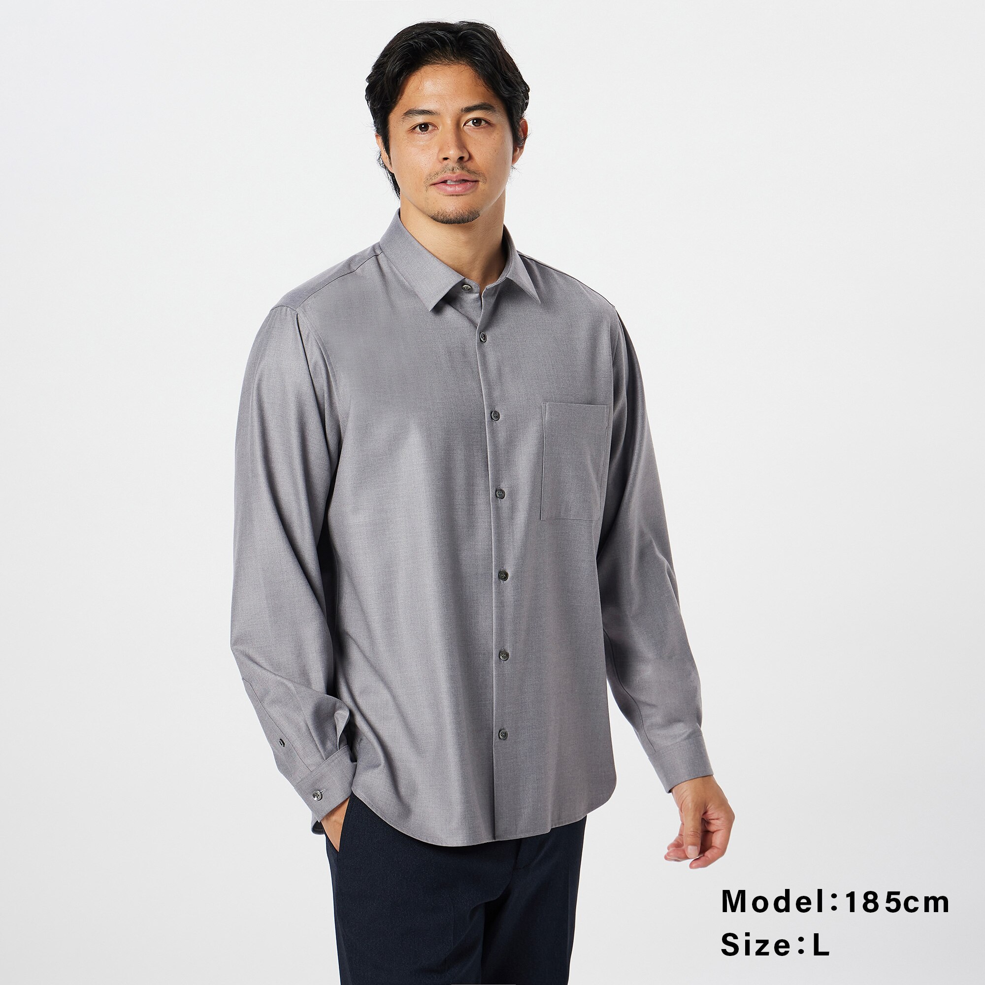 Рубашка из вискозы со стандартным воротником Мужская PLST, серый рубашка с заниженными плечами и воротником 70 21 белый