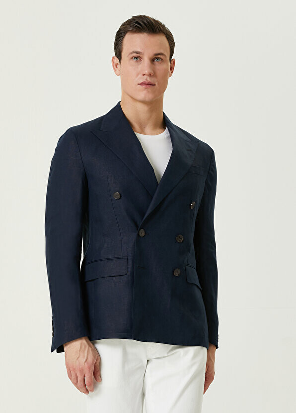 

Темно-синяя льняная куртка Polo Ralph Lauren, Синий