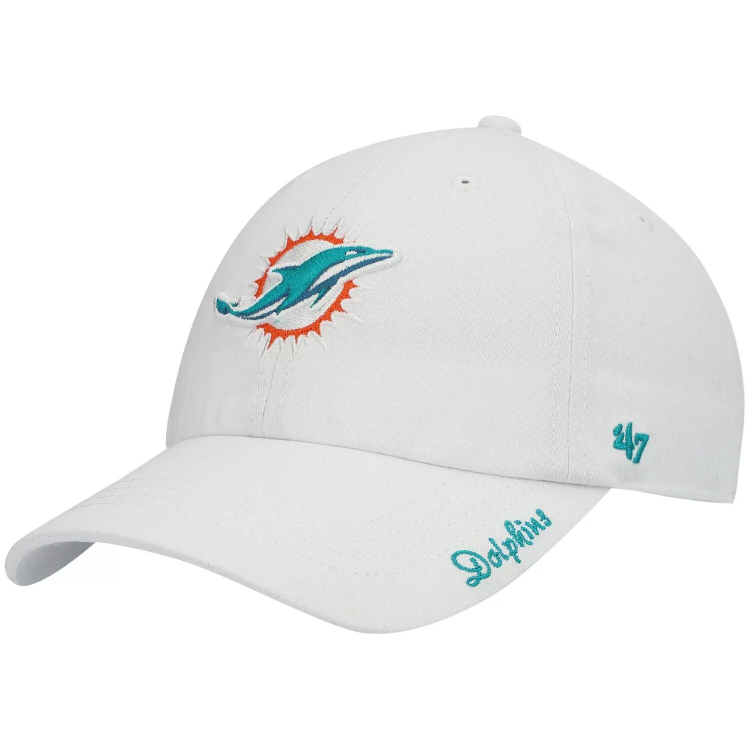 

Женская белая регулируемая кепка с логотипом Miami Dolphins '47 Miata Clean Up
