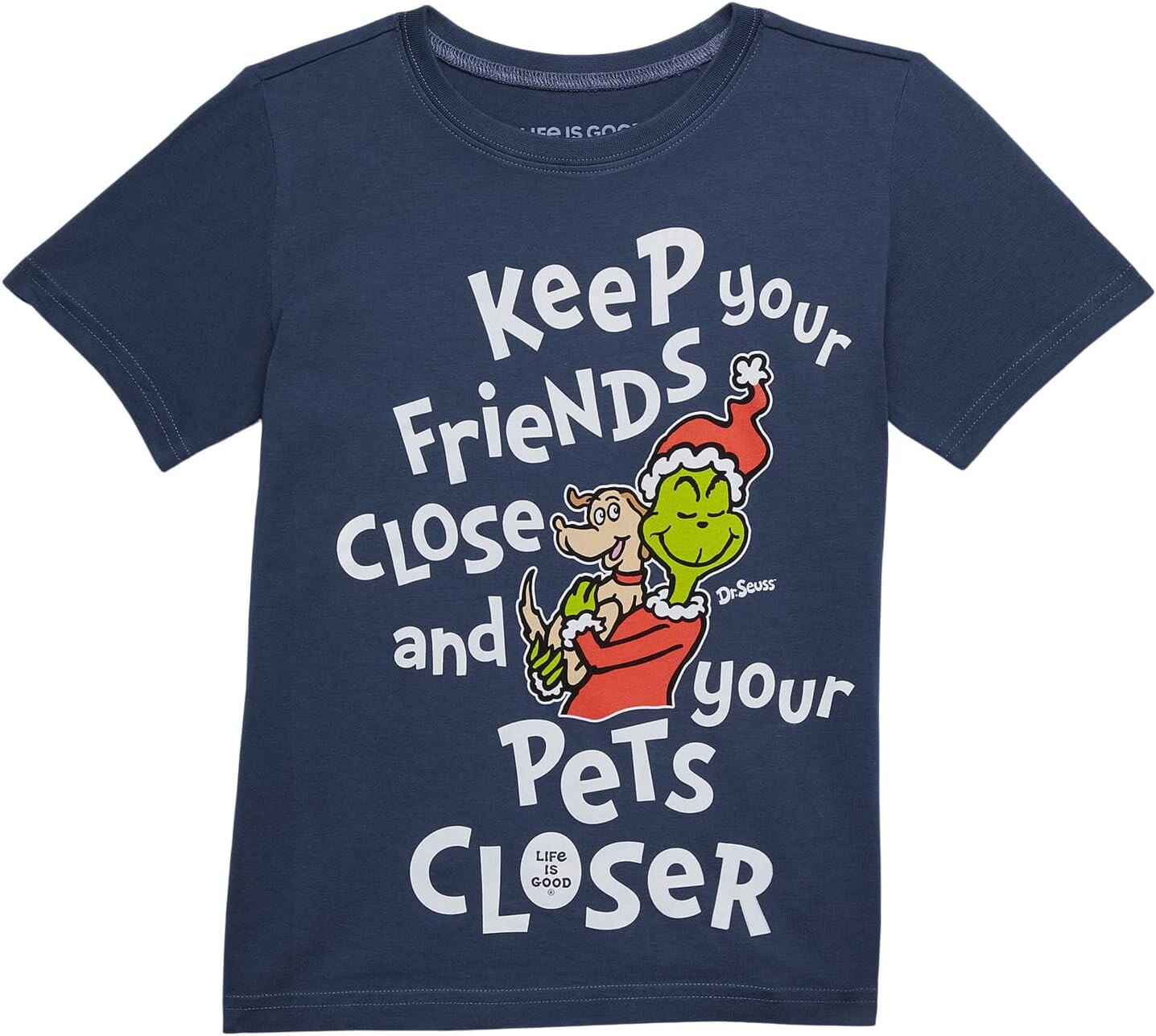 

Футболка Life is Good Grinch Max Pets Closer Short Sleeve Tee, цвет Darkest Blue