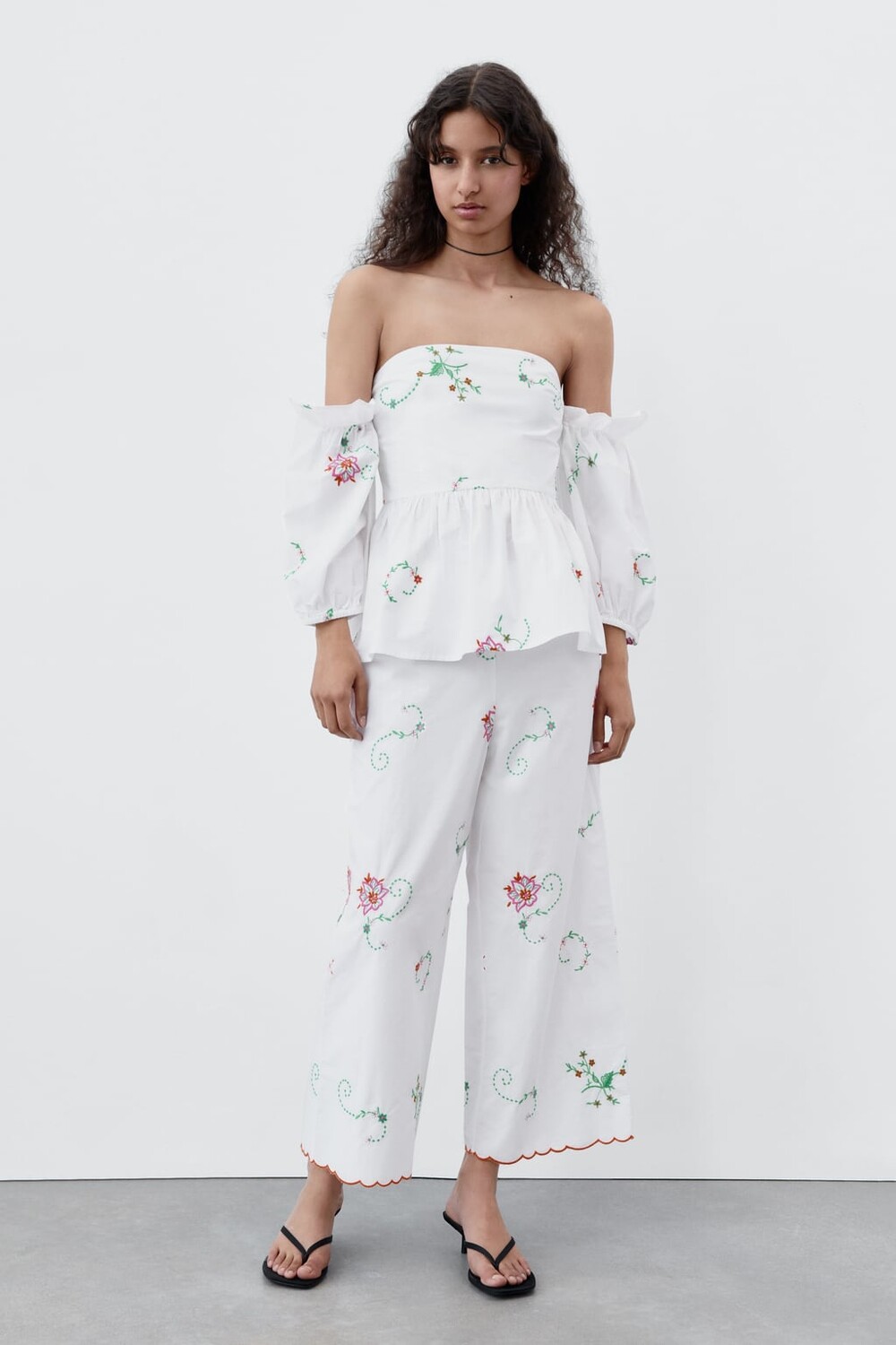 

Вышиванный топ ZARA, белый