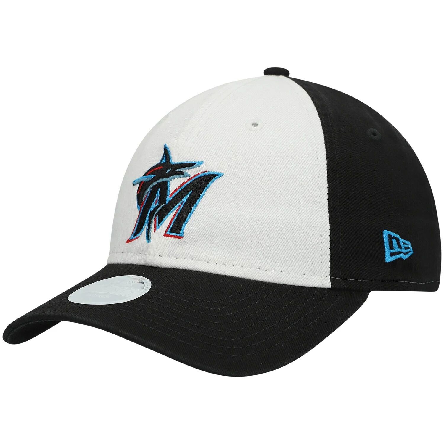 

Женская регулируемая шляпа New Era White Miami Marlins 9TWENTY с цветными блоками New Era