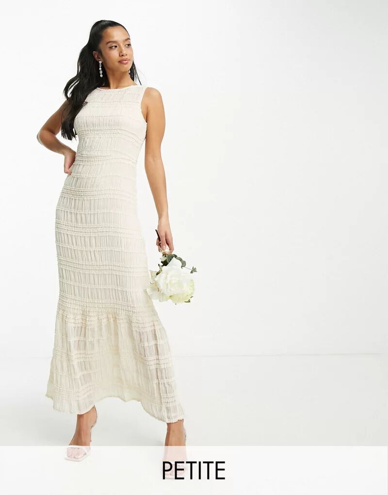 

Кремовое кружевное платье макси Vila Petite Bridal, Белый