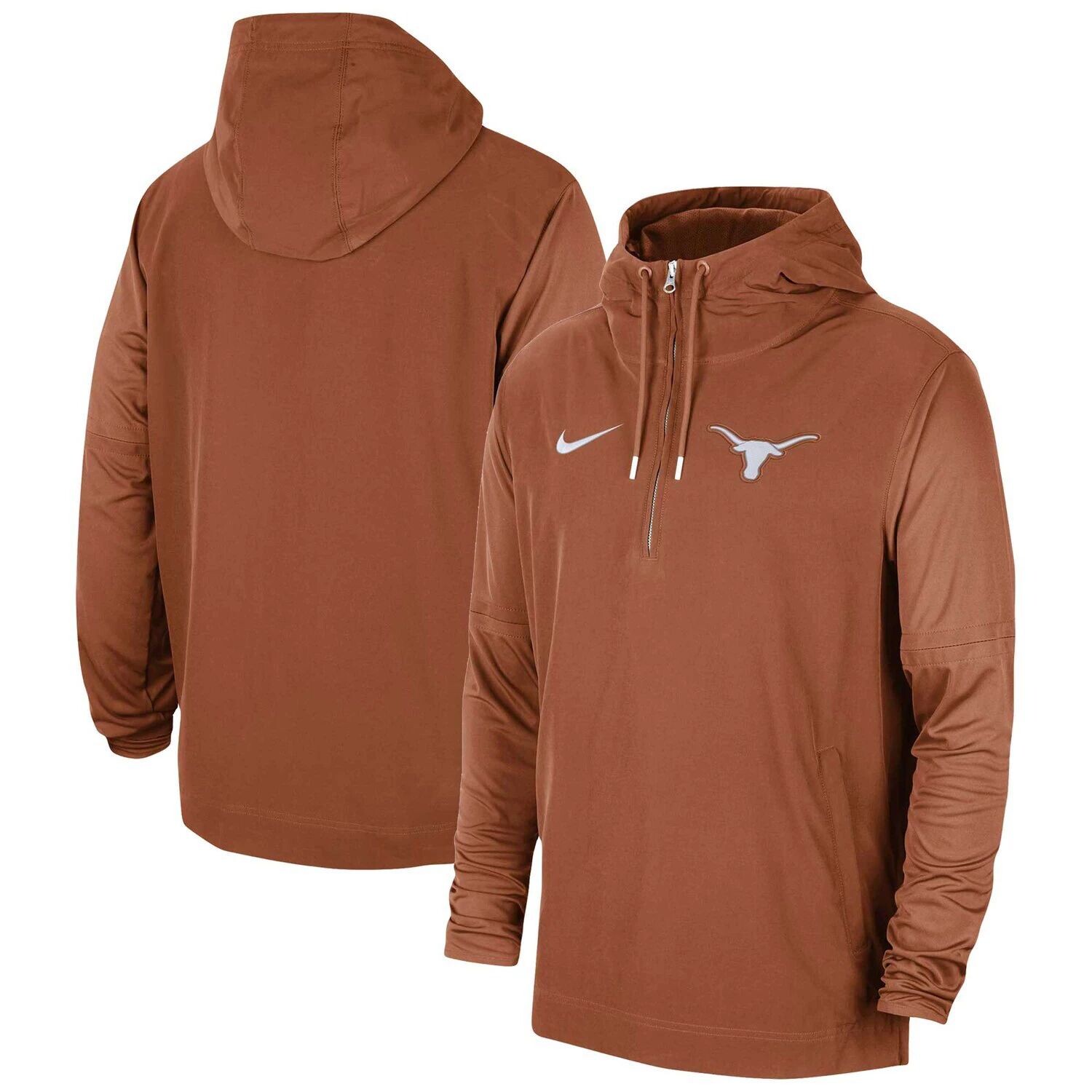

Мужская куртка Texas Orange Texas Longhorns 2023 Coach с капюшоном и молнией до половины Nike
