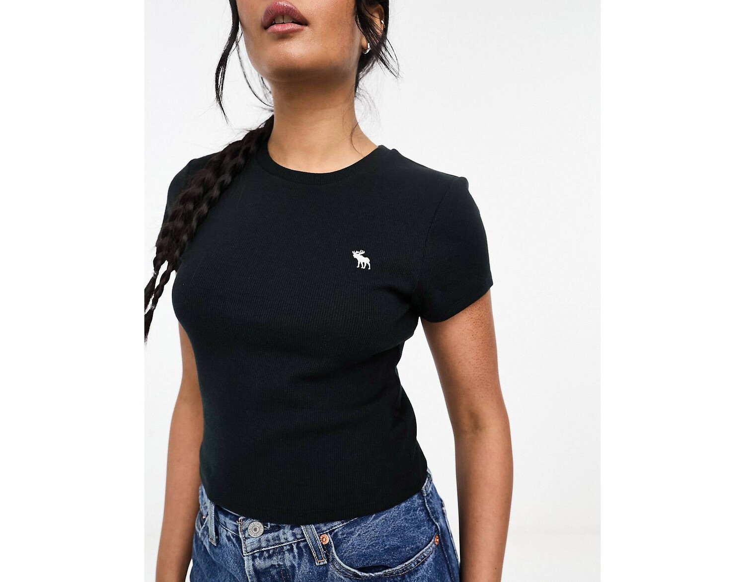 

Комплект из 3 футболок Abercrombie & Fitch черного/белого/бежевого цвета