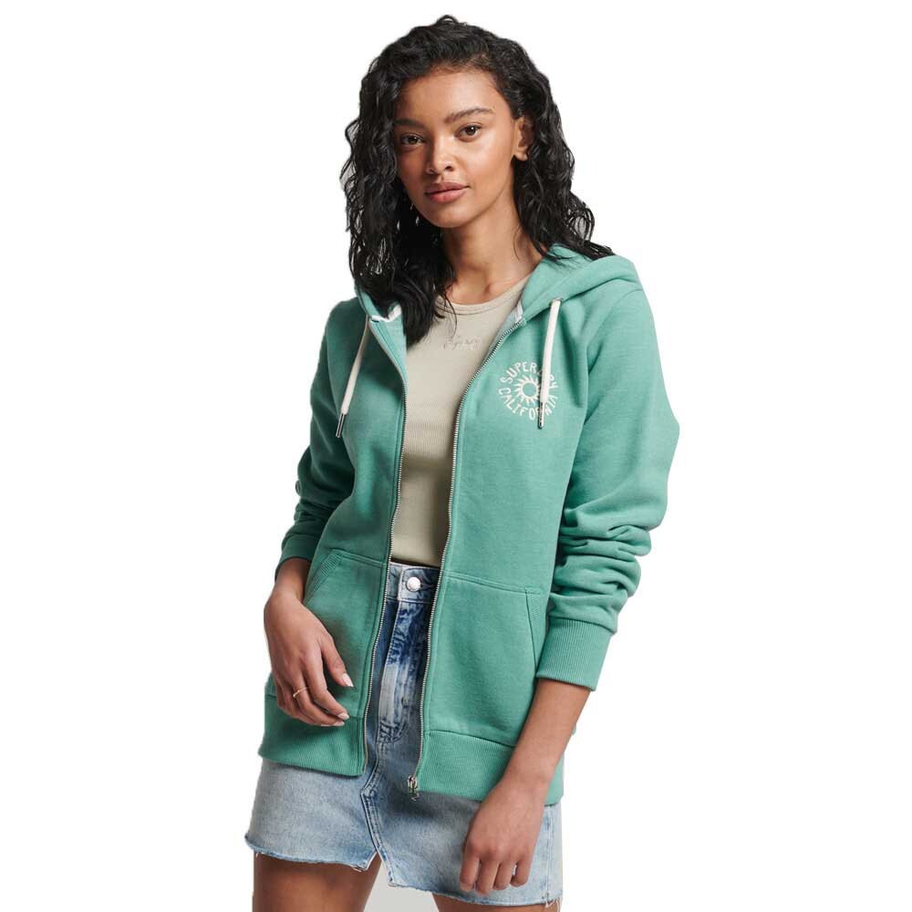 

Толстовка Superdry Vintage Cali Cutout Full Zip, зеленый