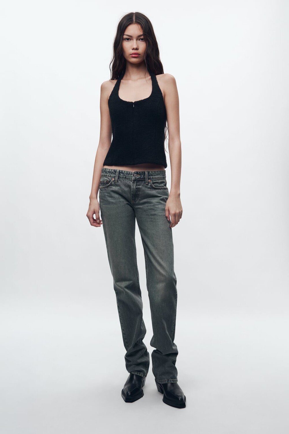 

Топ из искусственного меха ZARA, черный