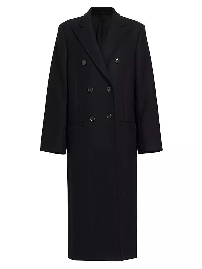 Двубортное шерстяное пальто на заказ Toteme, черный