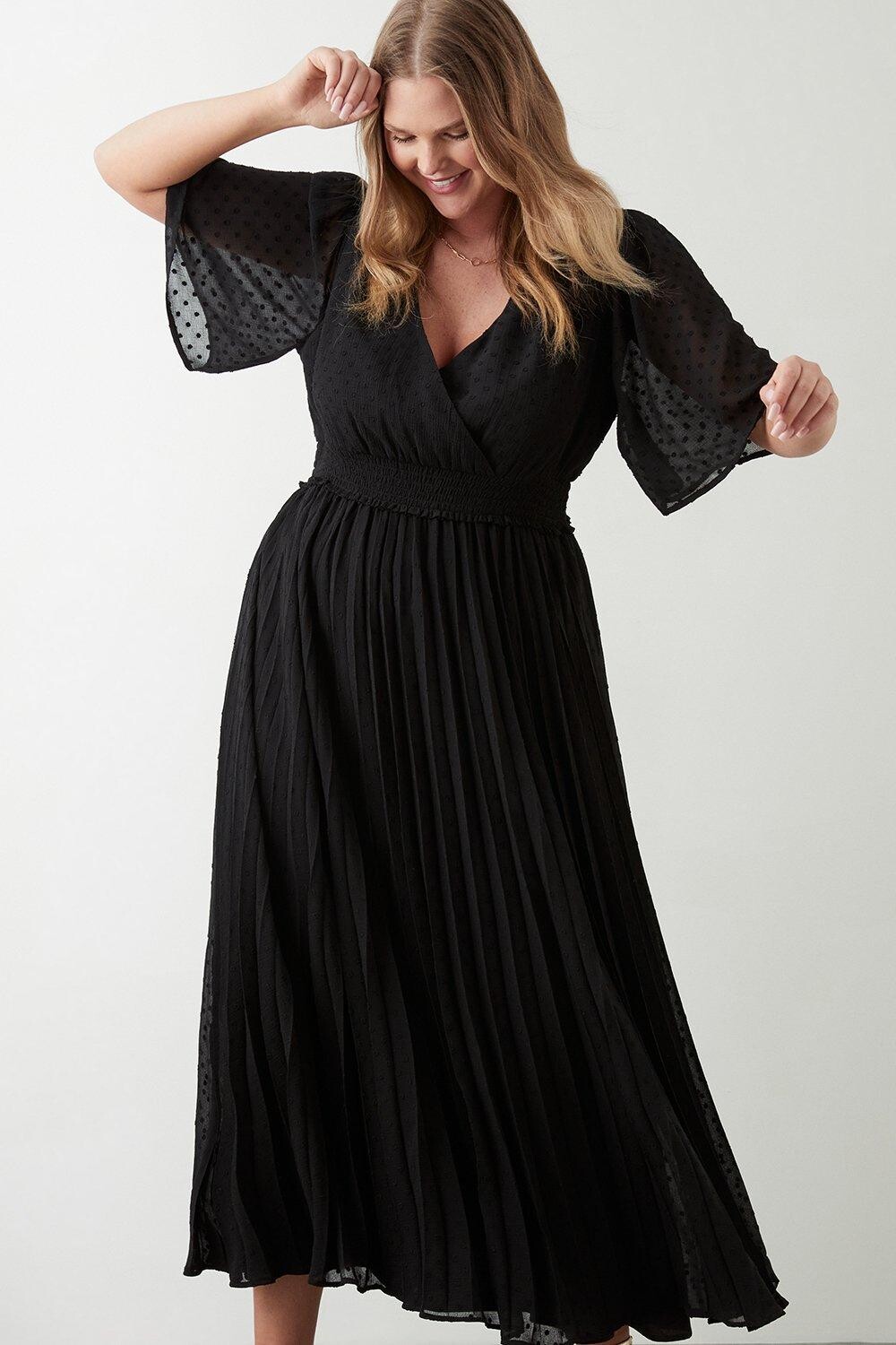

Шифоновое платье миди со складками Curve Dobby Dorothy Perkins, черный