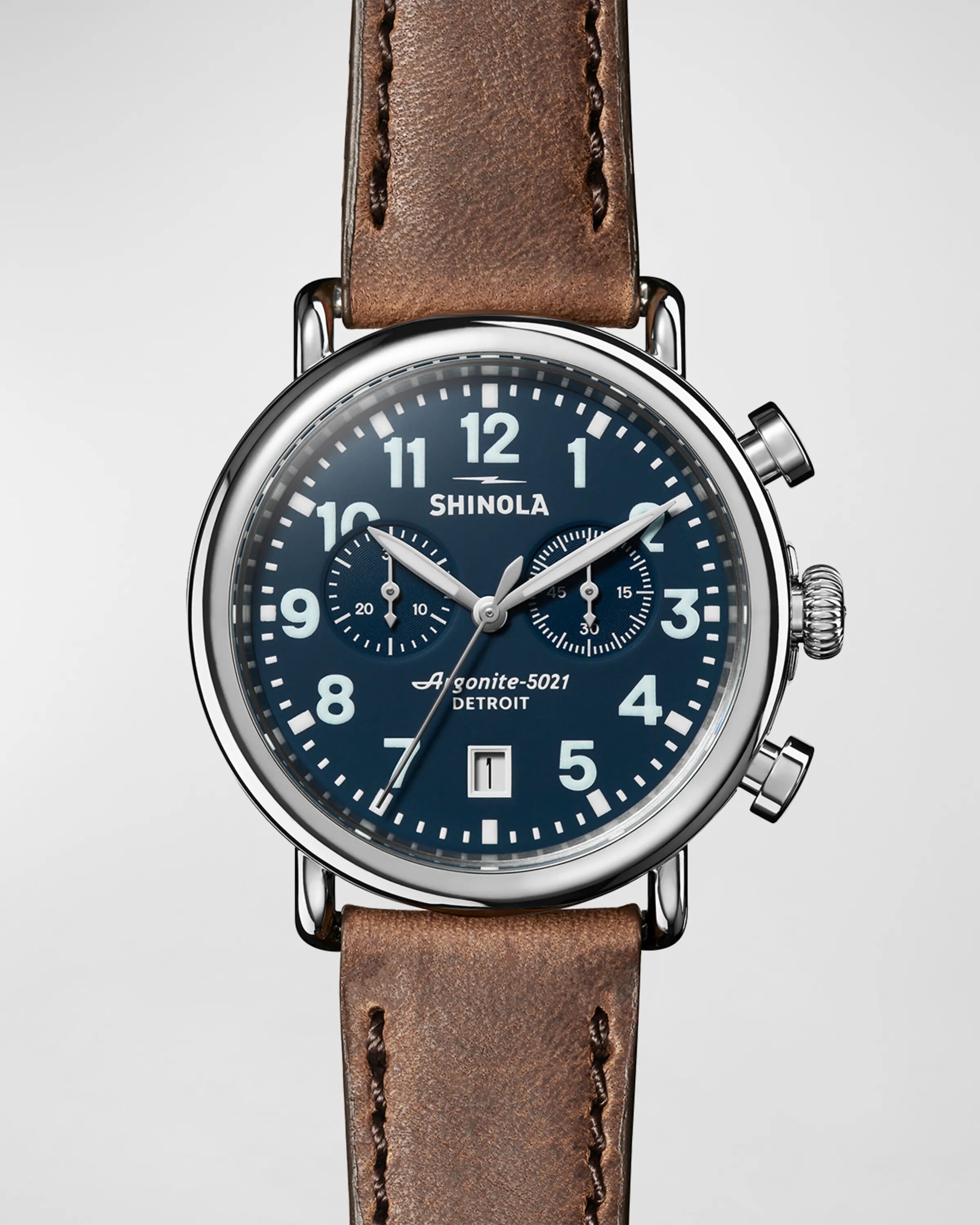 

Мужские кожаные часы Runwell 2-Eye Chrono, диаметр 41 мм Shinola, цвет Brown