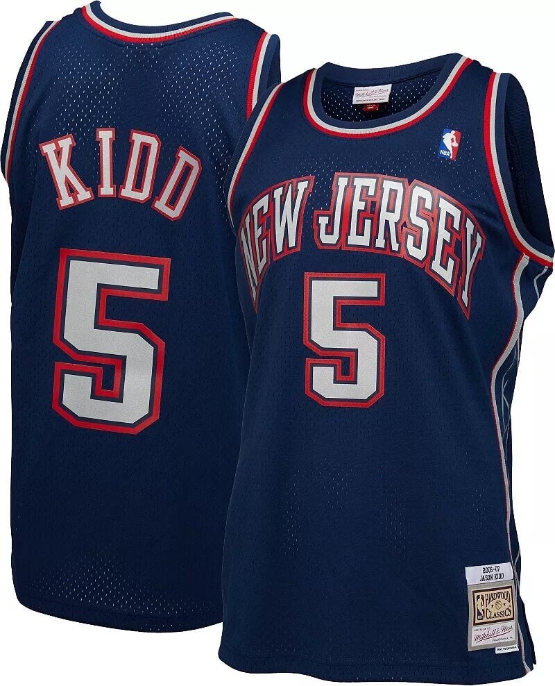 

Мужская футболка Mitchell & Ness 2006 Brooklyn Nets Jason Kidd #5 синего цвета из твердой древесины Classics Swingman