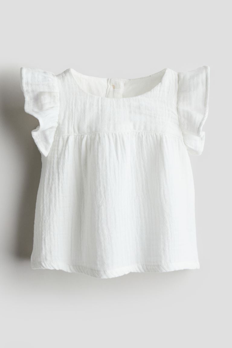 Рубашка из хлопкового муслина H&M, белый