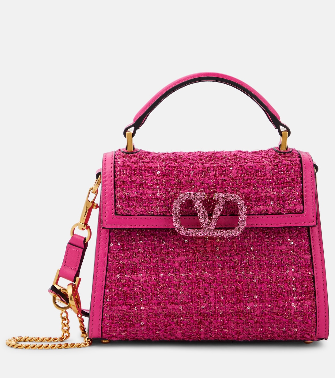 Твидовая сумка-тоут vsling mini Valentino Garavani, розовый