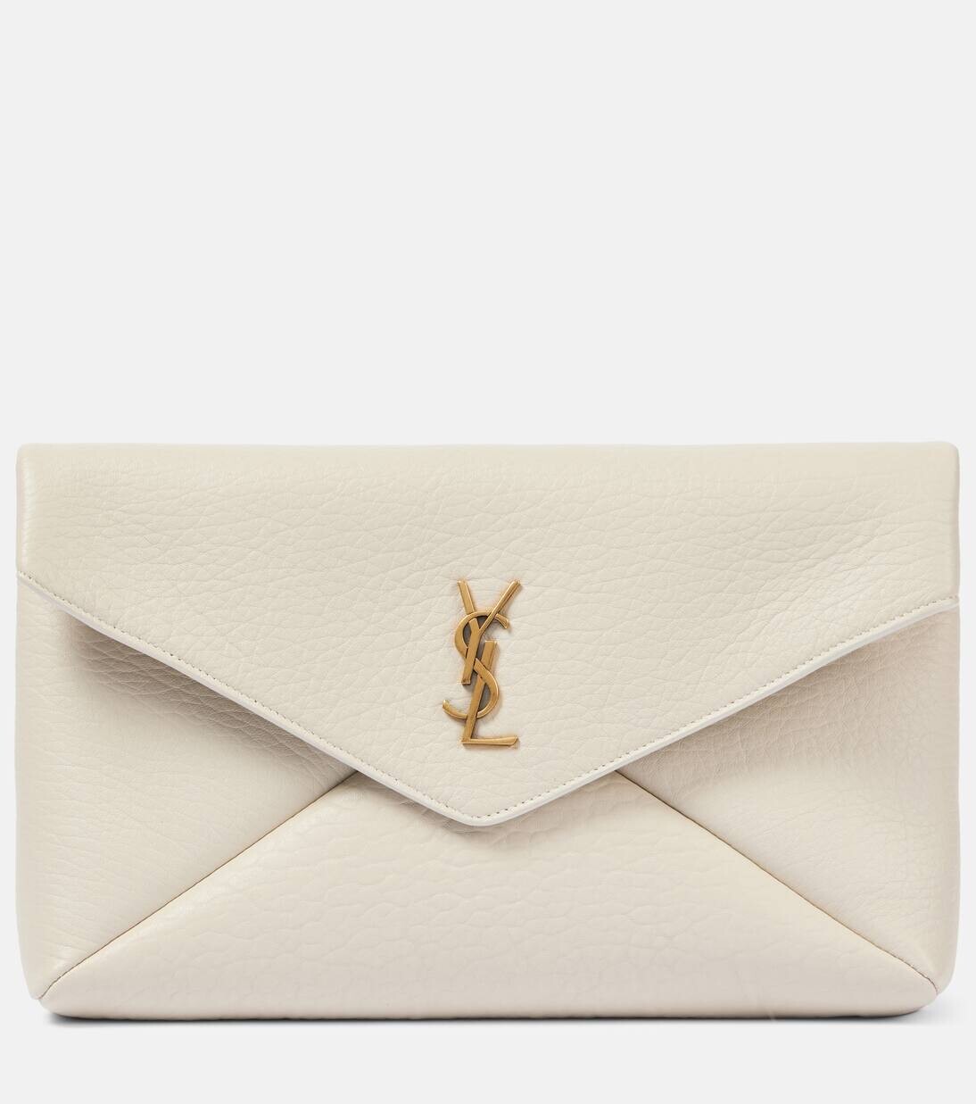 

Большой кожаный клатч Cassandre Saint Laurent, цвет crema soft