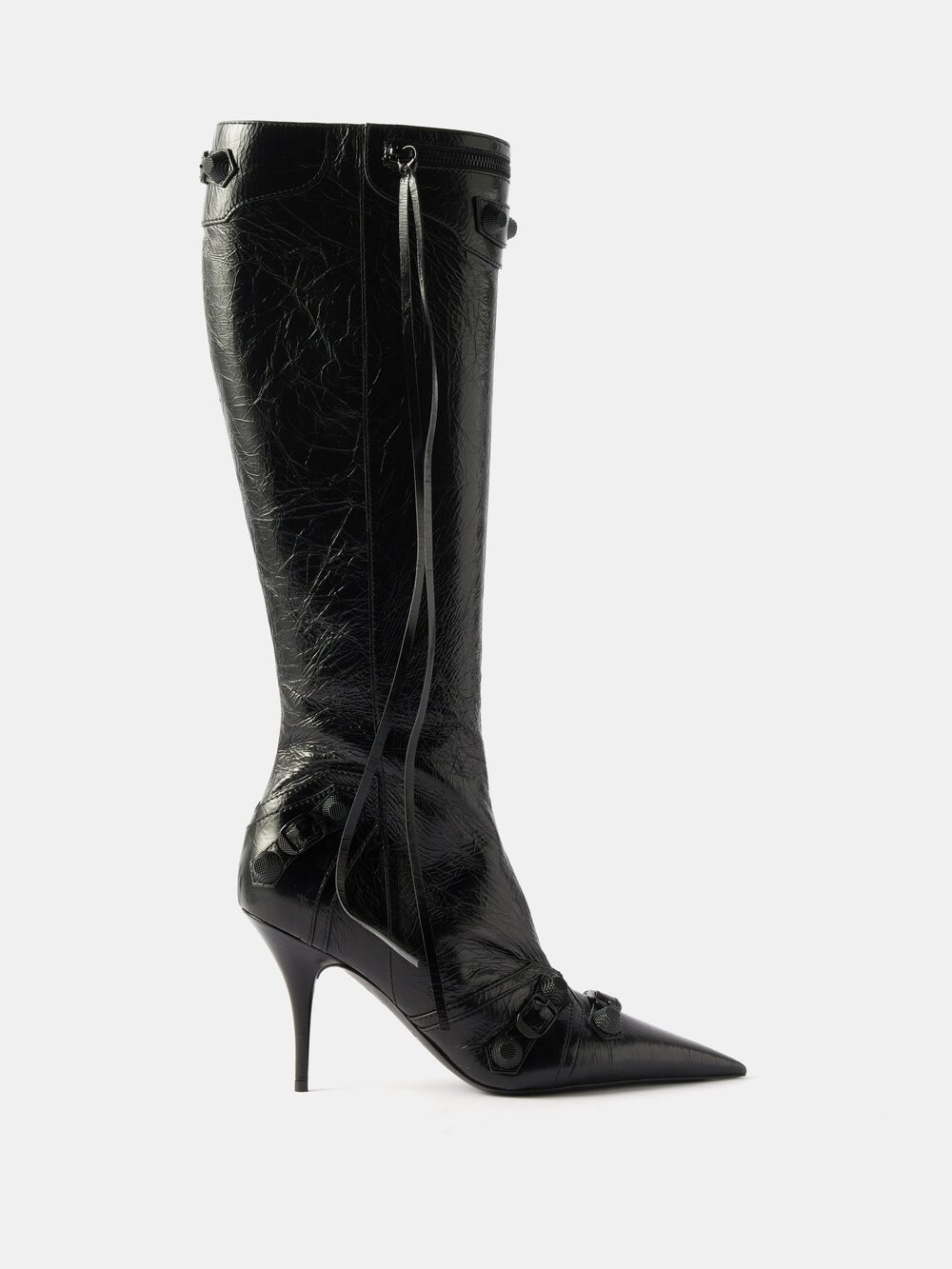 

Кожаные ботинки до колена cagole 90 с пряжками Balenciaga, черный