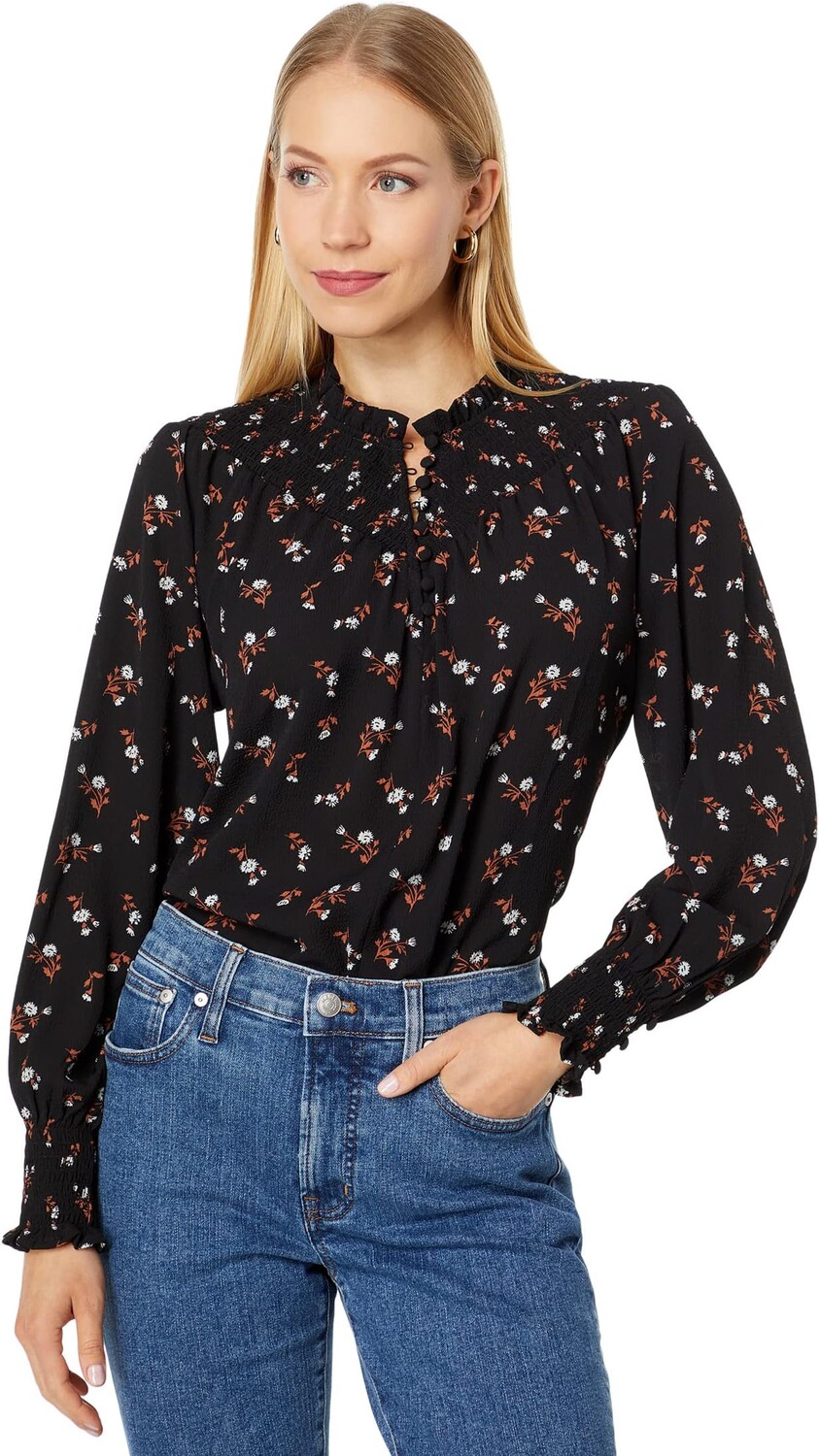 

Топ с вышивкой и цветочным принтом Madewell, цвет True Black