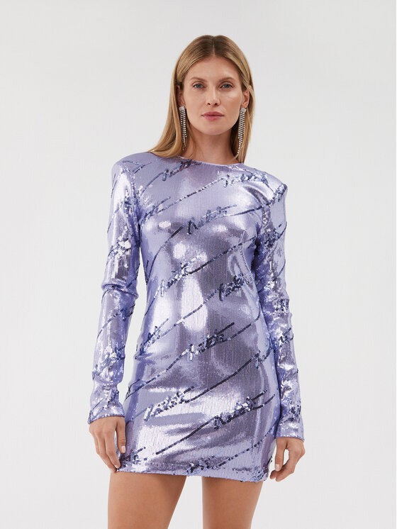 Коктейльное платье приталенного кроя Rotate, фиолетовый