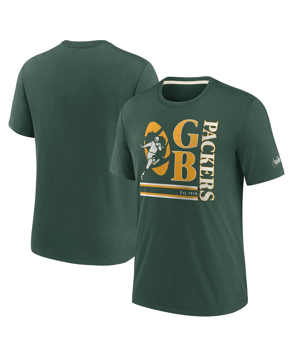 

Мужская зеленая футболка Green Bay Packers с логотипом Tri-Blend Nike, Зеленый
